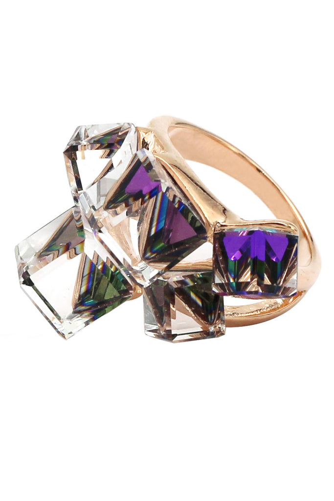 square candy crystal rose gold ring