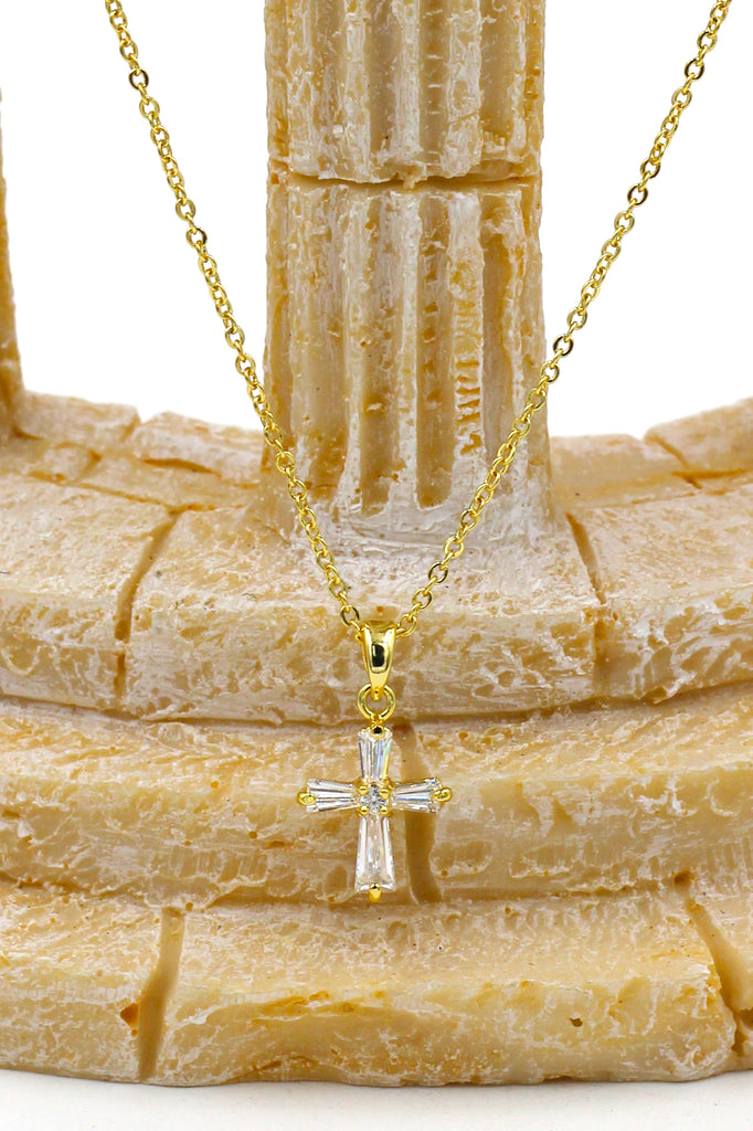 fashion mini cross gold earrings necklace set