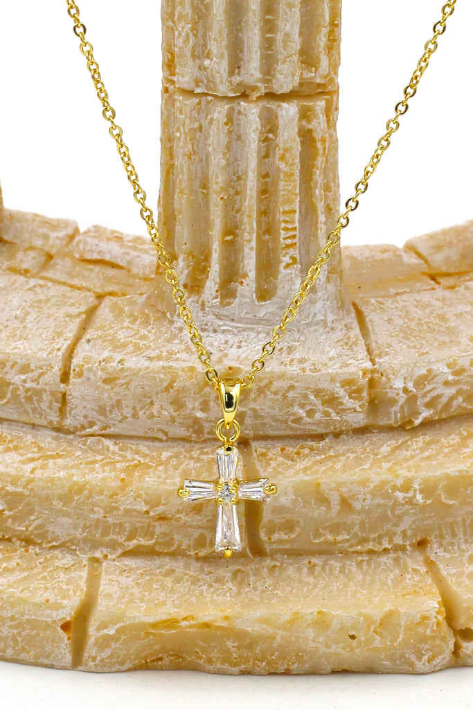 mini cross crystal necklace