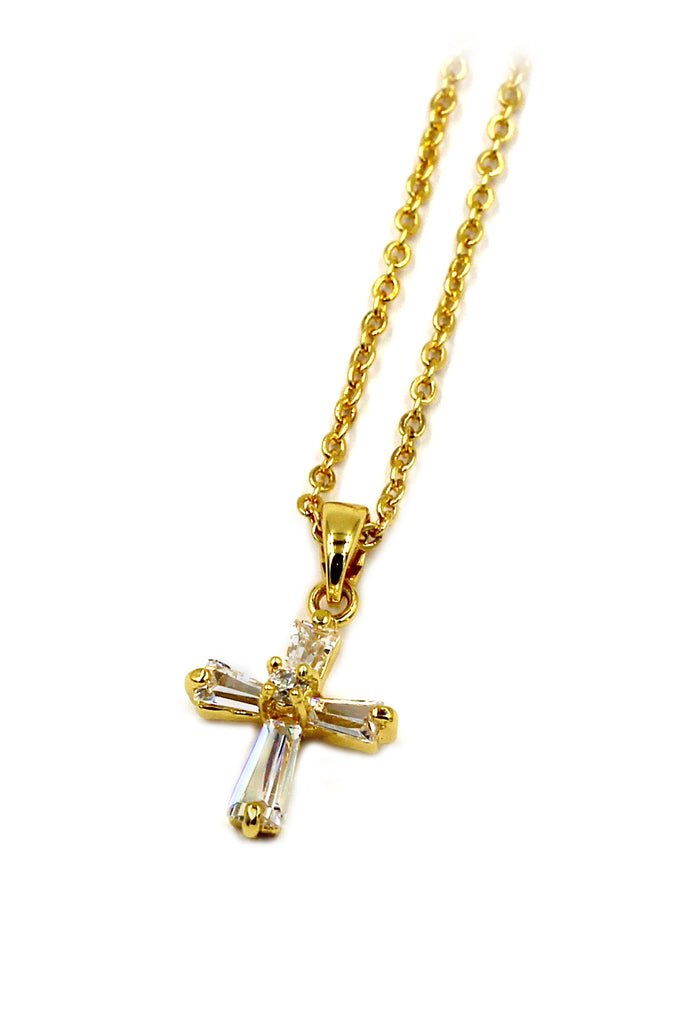 mini cross crystal necklace