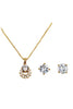 gold clavicle inlaid crystal necklace earring set