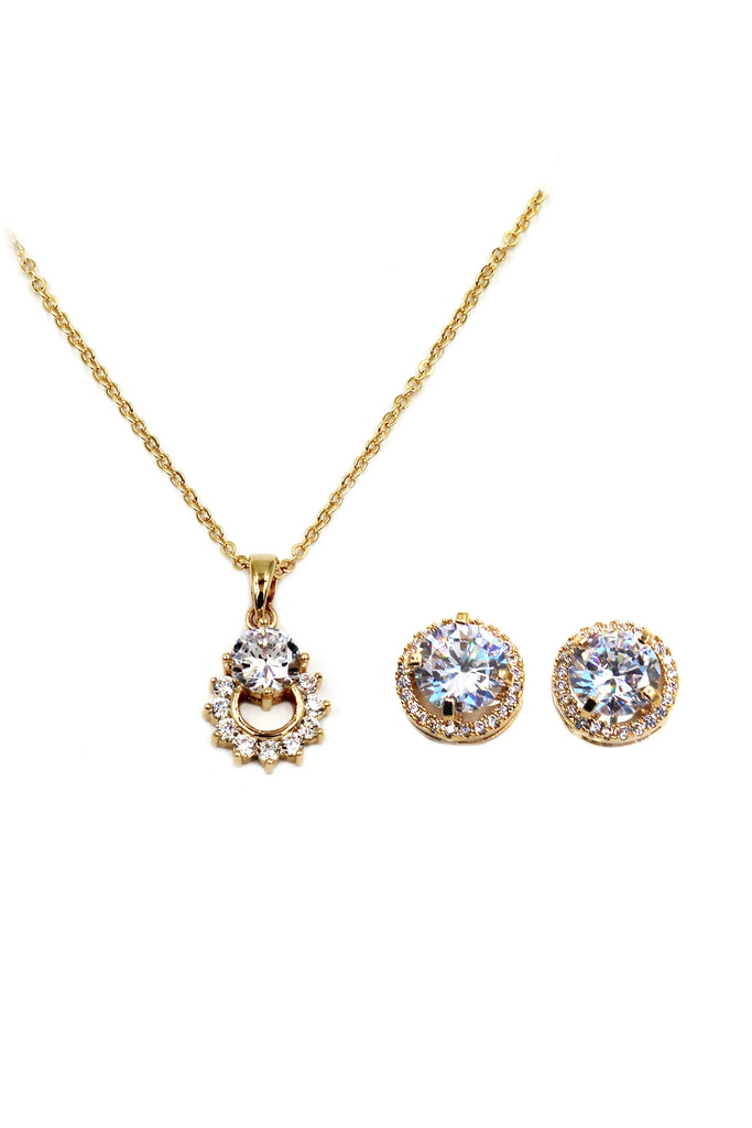 mini petite crystal earring necklace set