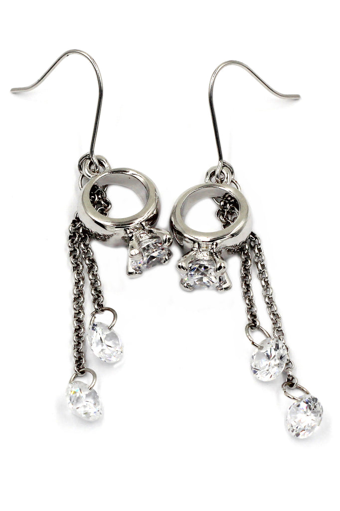 little pendant ring crystal earrings