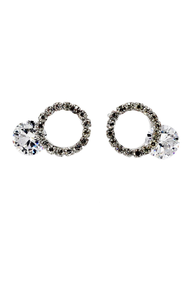 stylish silver shiny crystal earrings