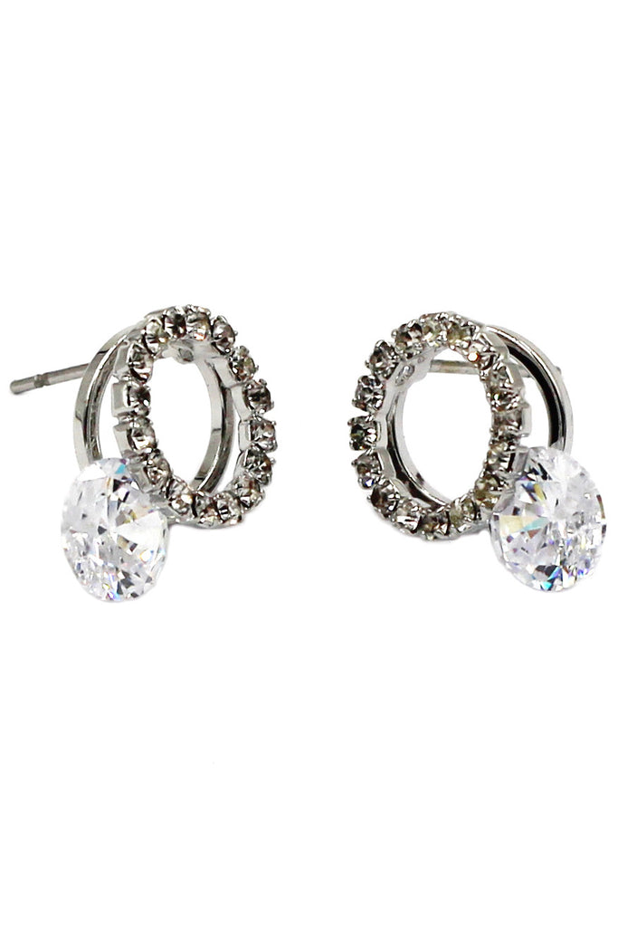 stylish silver shiny crystal earrings