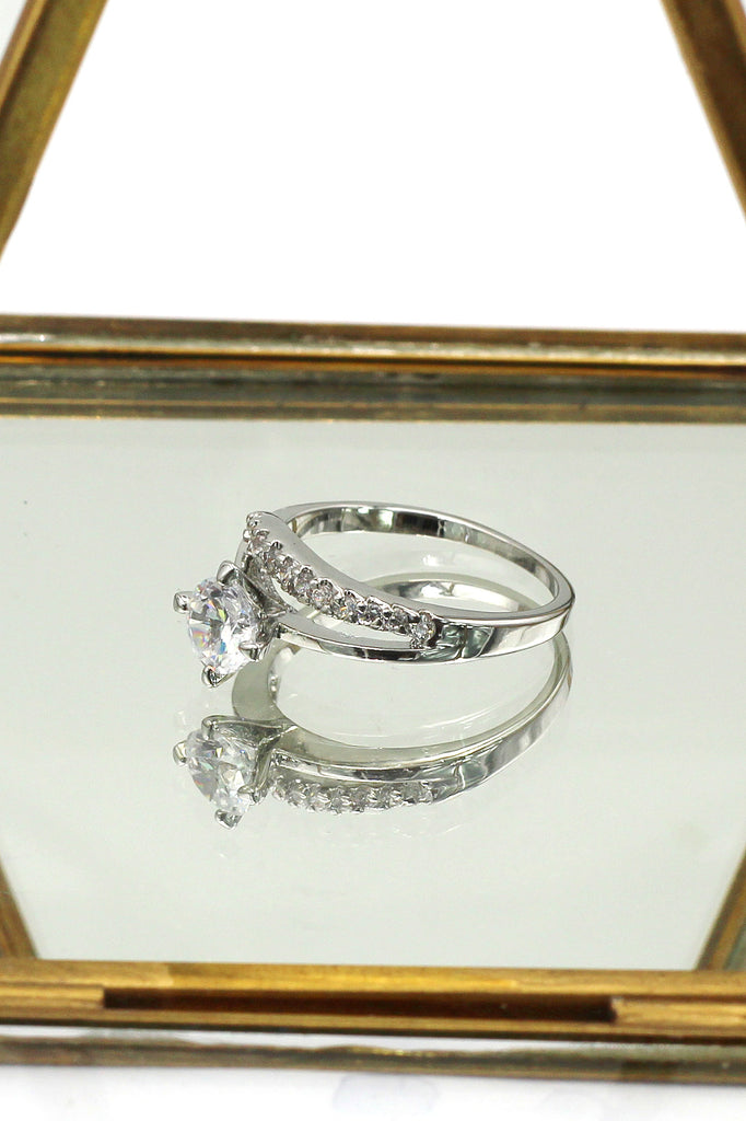 lady crystal silver ring