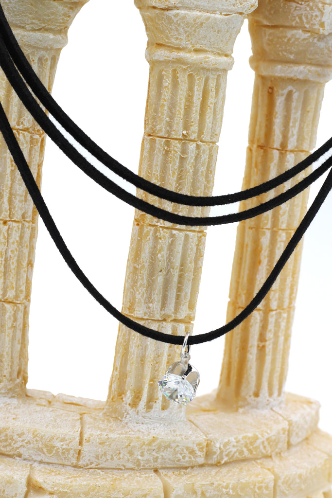 fashion three-chain circle crystal pendant choker