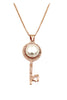fashion pearl and crystal key necklace