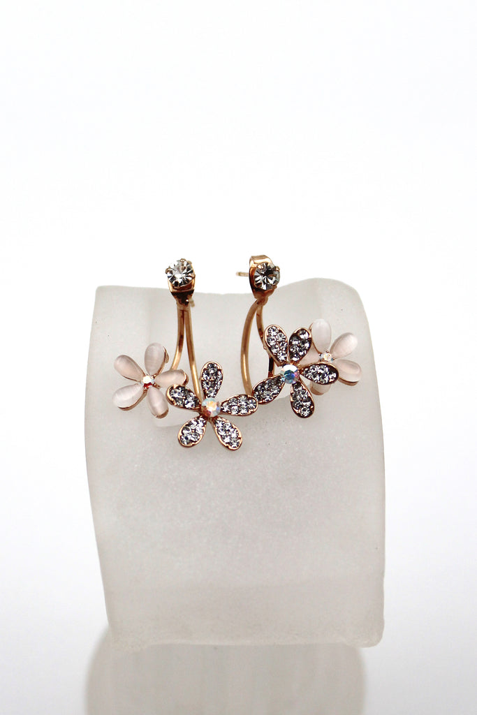 fashion lovely crystal flower earrings
