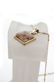 gold pink square crystal original necklace