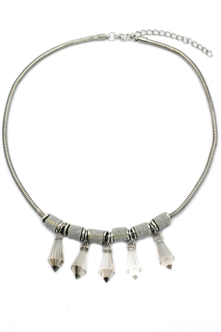 fashion gray crystal leather necklace