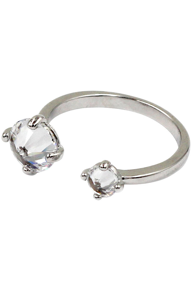 simple style crystal aperture silver ring