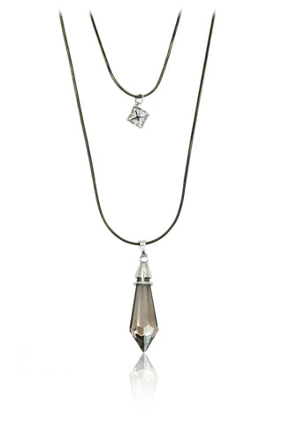 fashion wizard hat crystal silver necklace