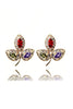 retro three leaves crystal erarrings necklace set