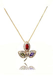 retro three leaves crystal necklace