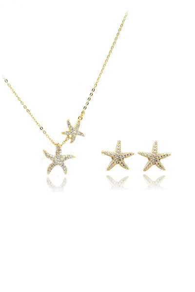 fashion crystal star earrings necklace set