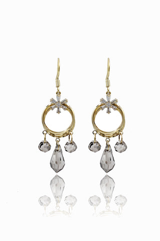 classic crystal pendant golden earrings