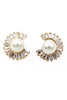 double chain crystal pearl earring set