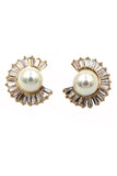 noble circle crystal pearl earrings