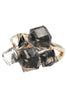 noble color square crystal golden ring