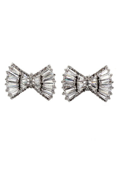 mini folding crystal silver earrings