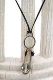 fashion gray crystal leather necklace