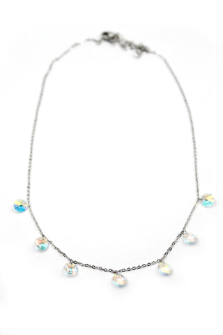 small crystal fine chain necklace
