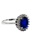 blue crystal silver ring