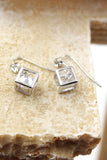 small square material crystal earrings