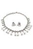 Silver pearl little crystal necklace earrings set