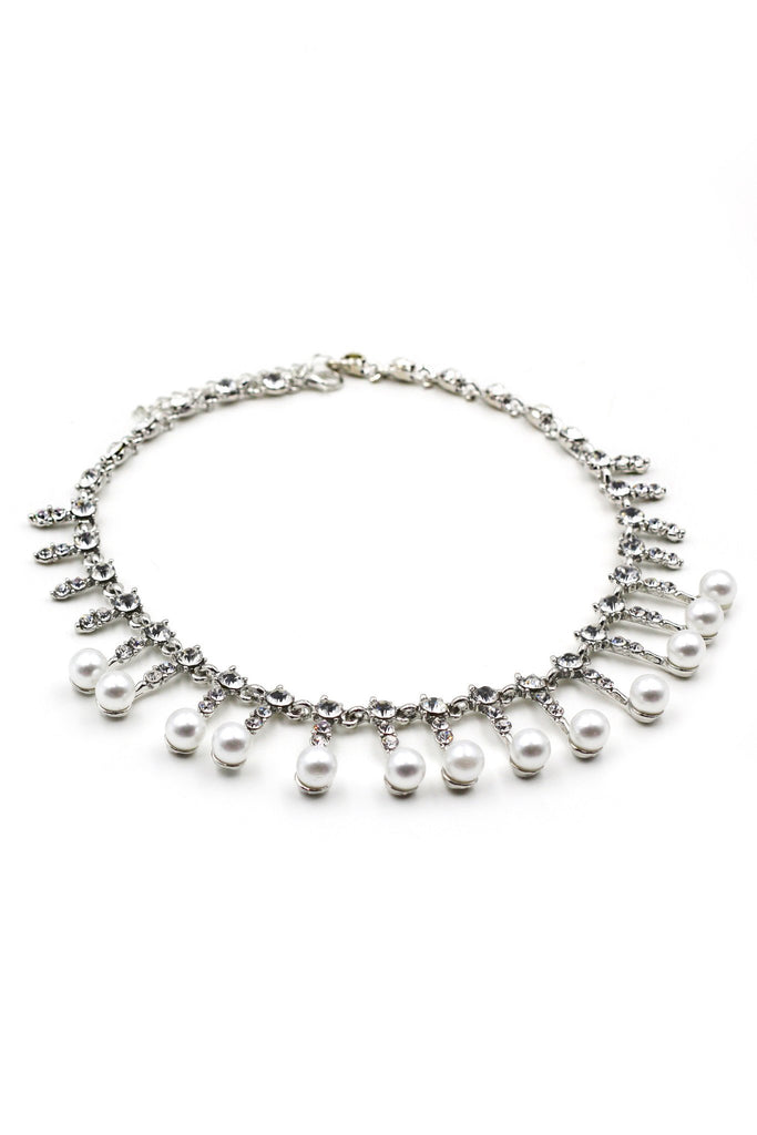 Small pearl crystal necklace earring set