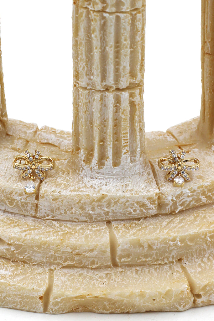 noble bowknot crystal pendant earrings