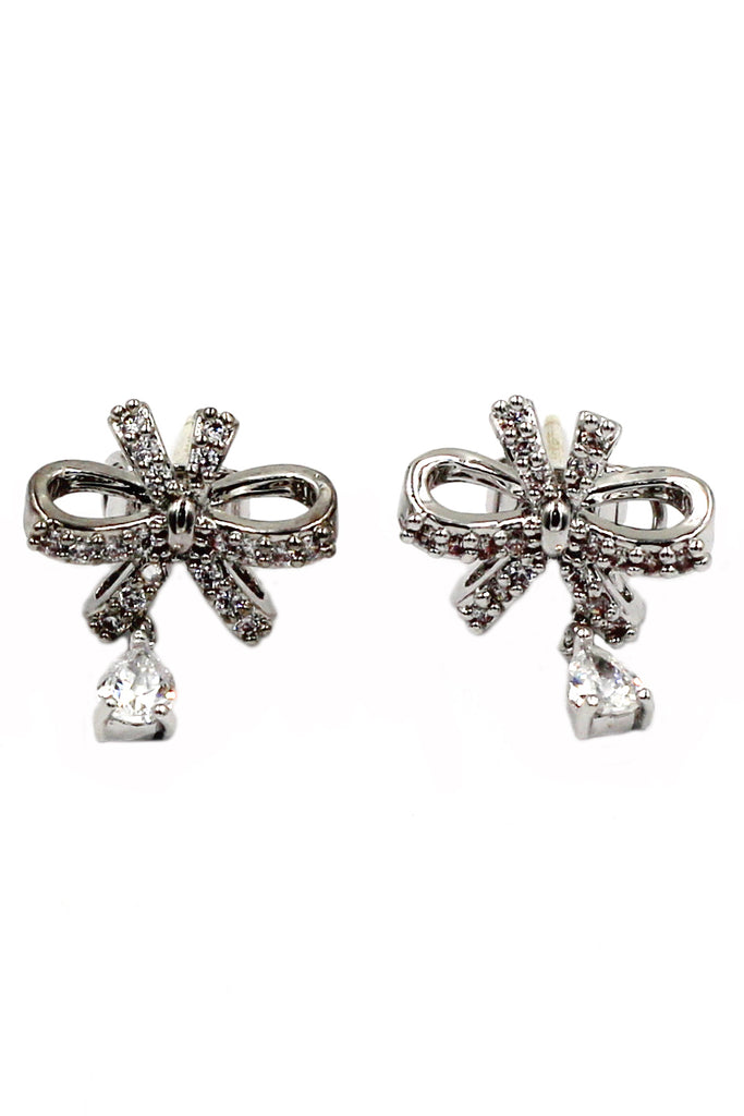noble bowknot crystal pendant earrings