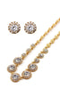 simple golden crystal earring necklace set