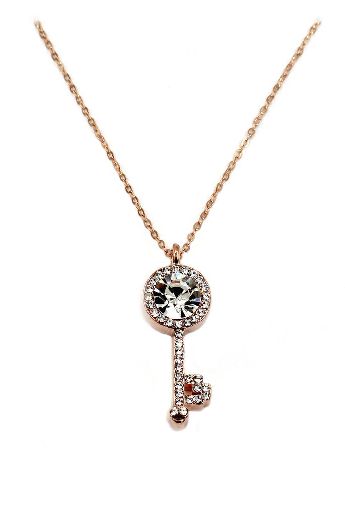 fashion golden key crystal necklace