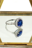 blue crystal silver ring
