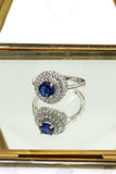 fashion blue crystal silver ring