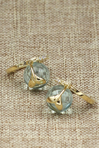 elegant crystal bird and flower gold earrings