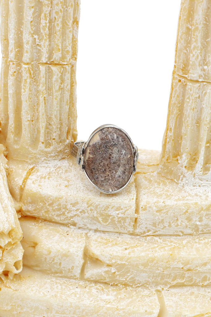 fashion natural stone silver ring