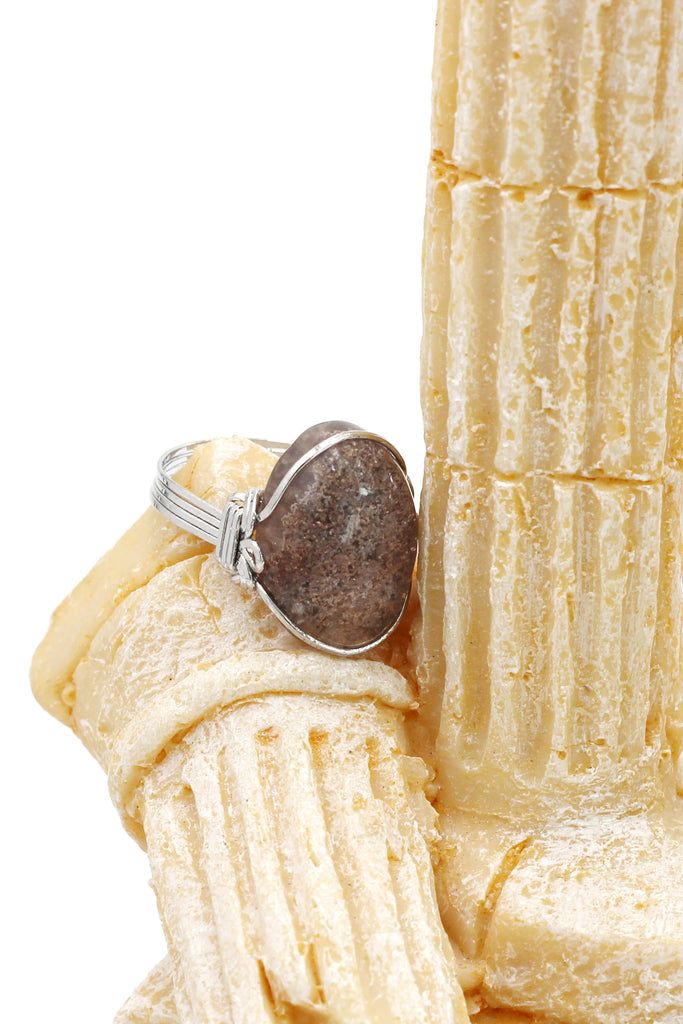fashion natural stone silver ring