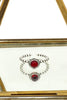 red small crystal open ring necklace set