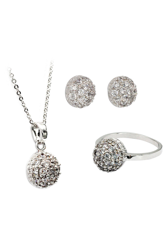Small crystal hemisphere three-piece silver set