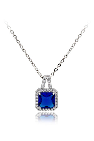 cube crystal silver necklace