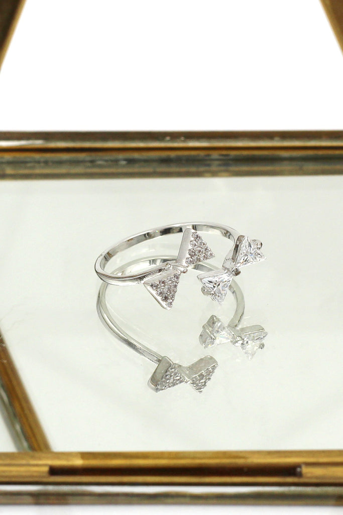 fashion bow crystal ring earrings set