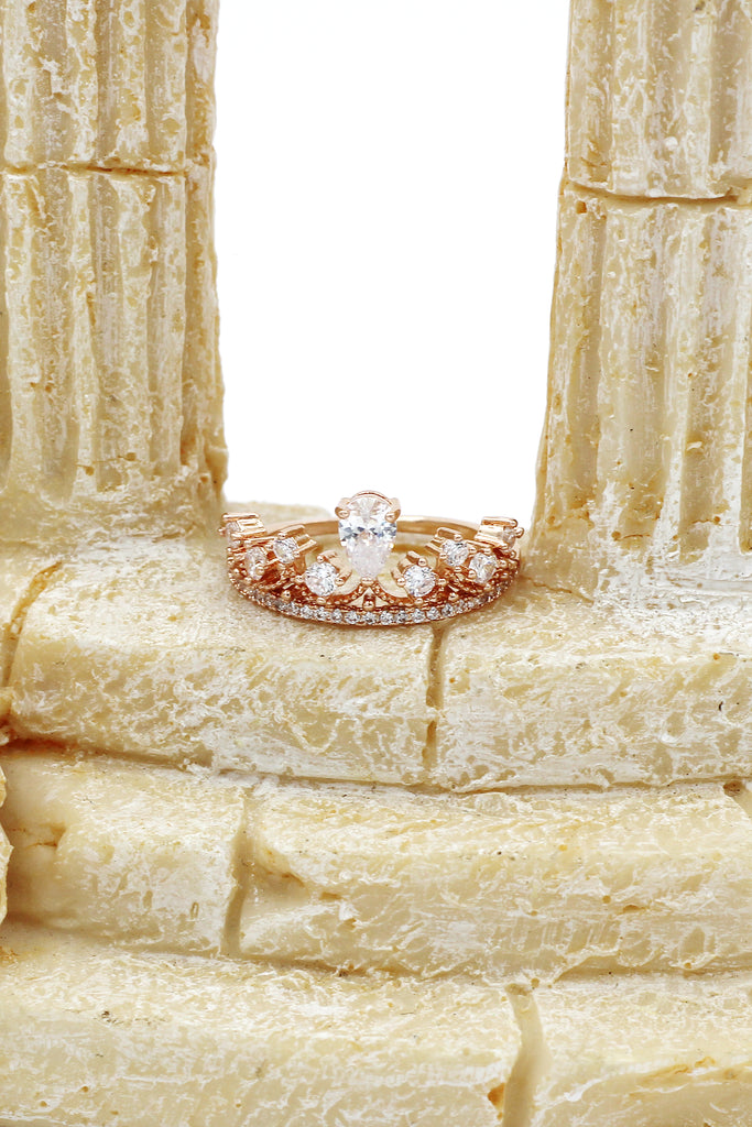fashion laurel crown crystal ring
