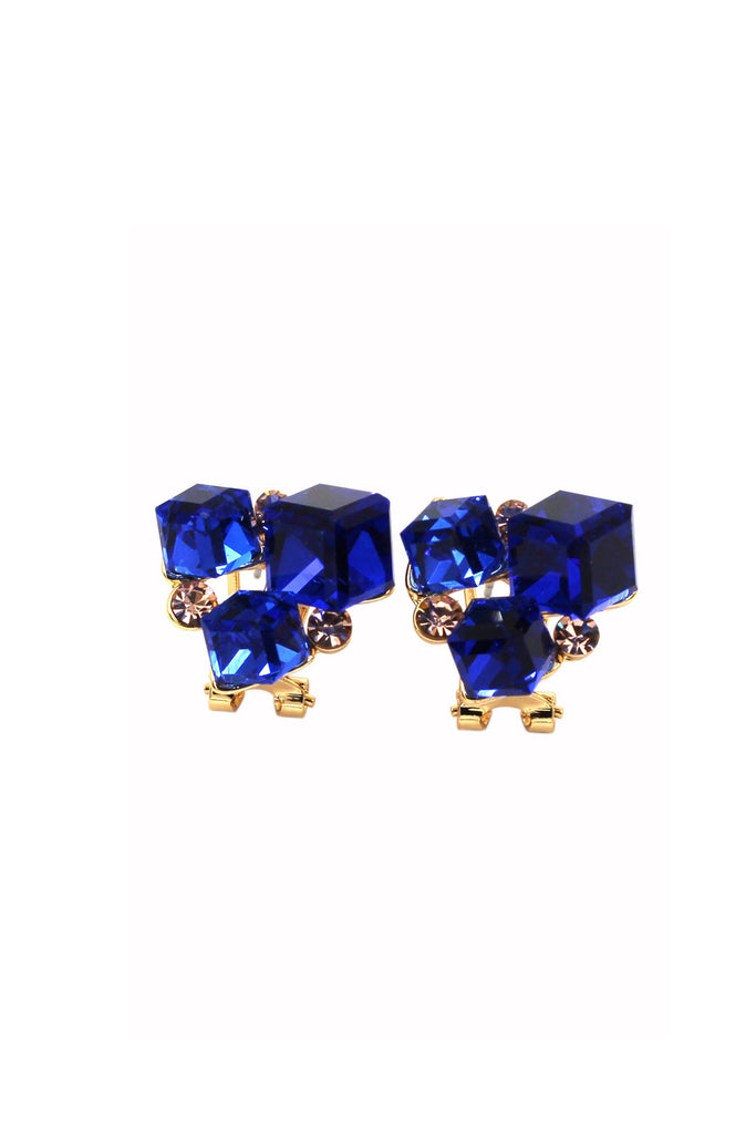 blue square crystal earrings necklace set