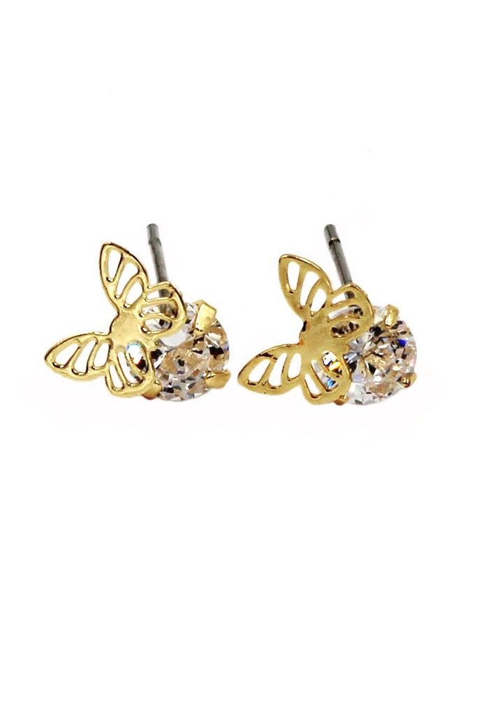 golden butterfly crystal bangle earrings set