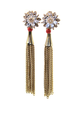long section tassel crystal ball earrings