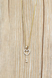 Simple heart-shaped key crystal necklace set