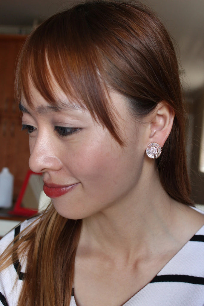 shiny zircon crystal earrings ring set